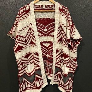 Heavy, comfy, boho sweater shawl. Some wear but overall lovely.